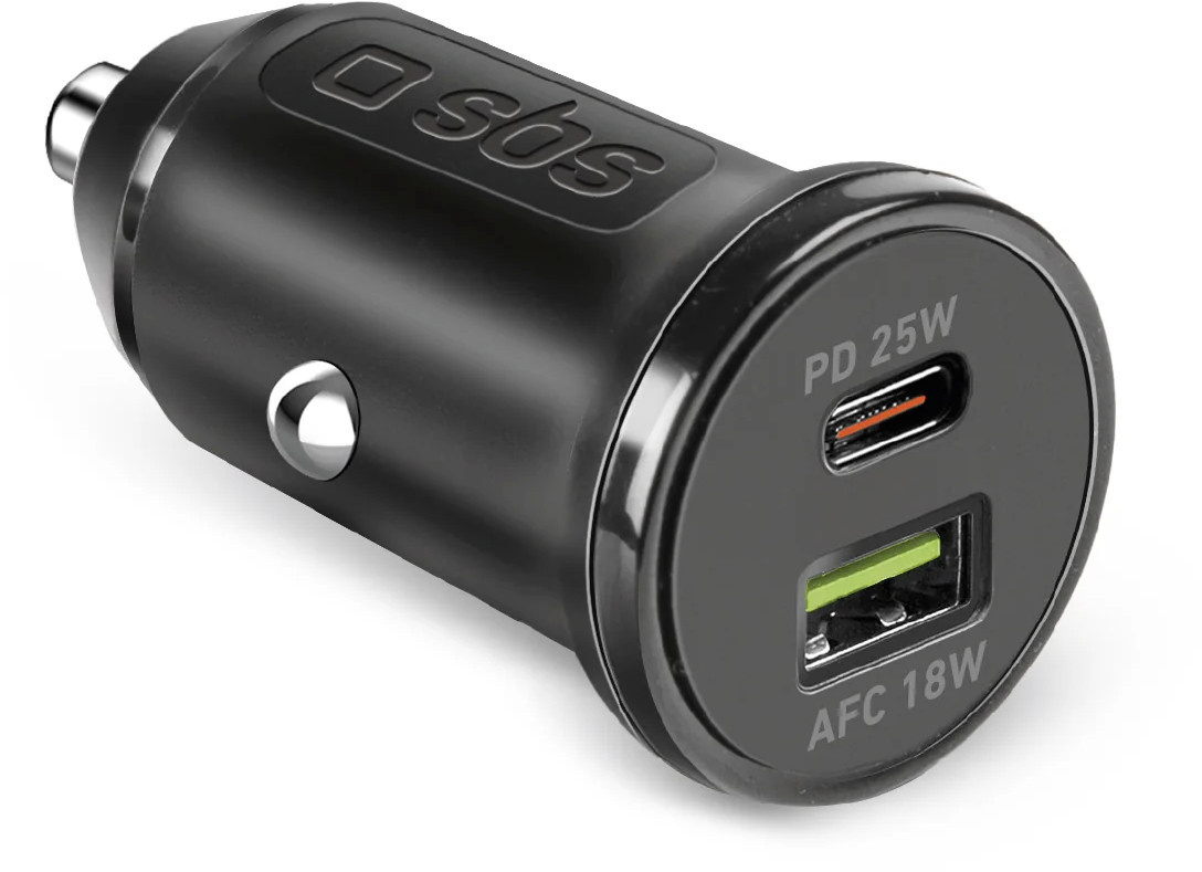 SBS autolaadija USB-C 25W PD + USB-A 18W