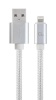 Gembird kaabel Cotton braided USB cabl e 8pin / 1.8m / iPhone / hõbedane