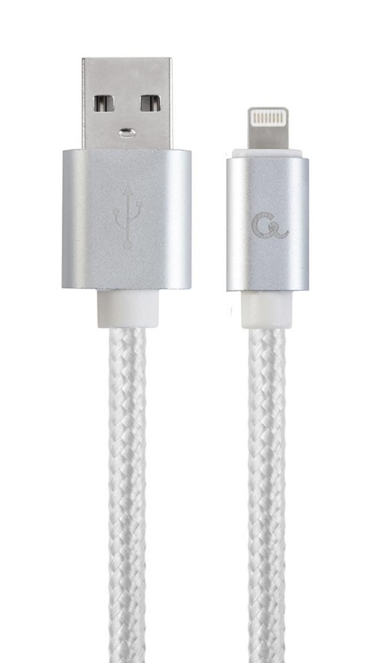 Gembird kaabel Cotton braided USB cabl e 8pin / 1.8m / iPhone / hõbedane