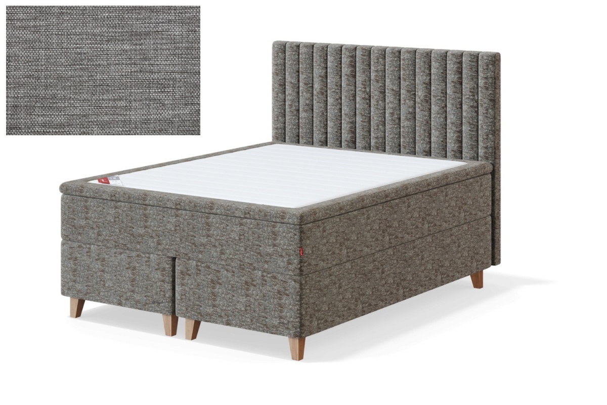 Sleepwell kontinentaalvoodi BLACK CONTINENTAL (8 jalaga), 180x200x55cm, MANGO helehall, pehme