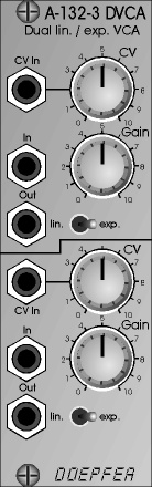Doepfer A-132-3 kahekordne lineaarne/eksponentsiaalne pingega juhitav võimendi Eurorack moodul