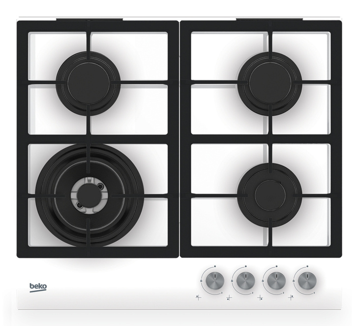 Beko pliidiplaat BEKO Hob | HILW64225SW | Gas | Number of burners/cooking zones 4 | Knob | valge