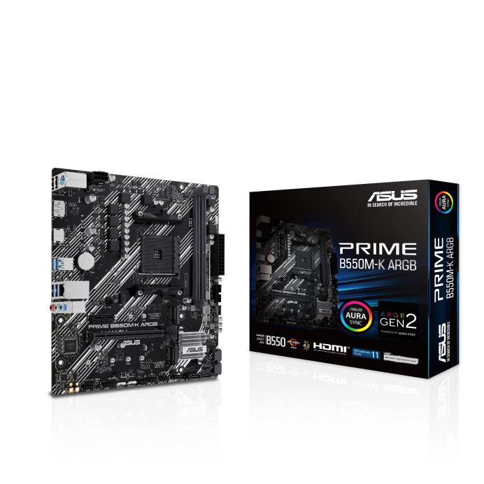 Asus emaplaat PRIME B550M-K ARGB (AMD, AM4, DDR4, mATX)