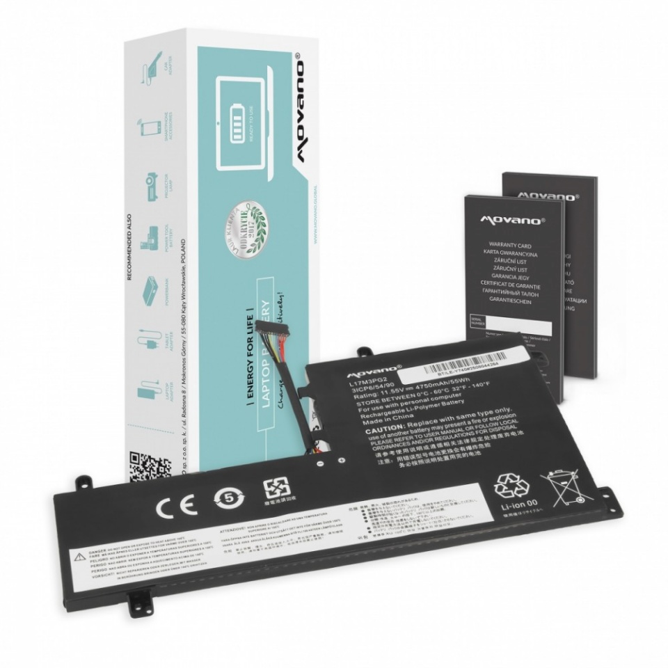 Movano sülearvuti aku L17C3PG2 for Lenovo Legion Y530 Y730 Y7000 - 4750 mAh (55 Wh)