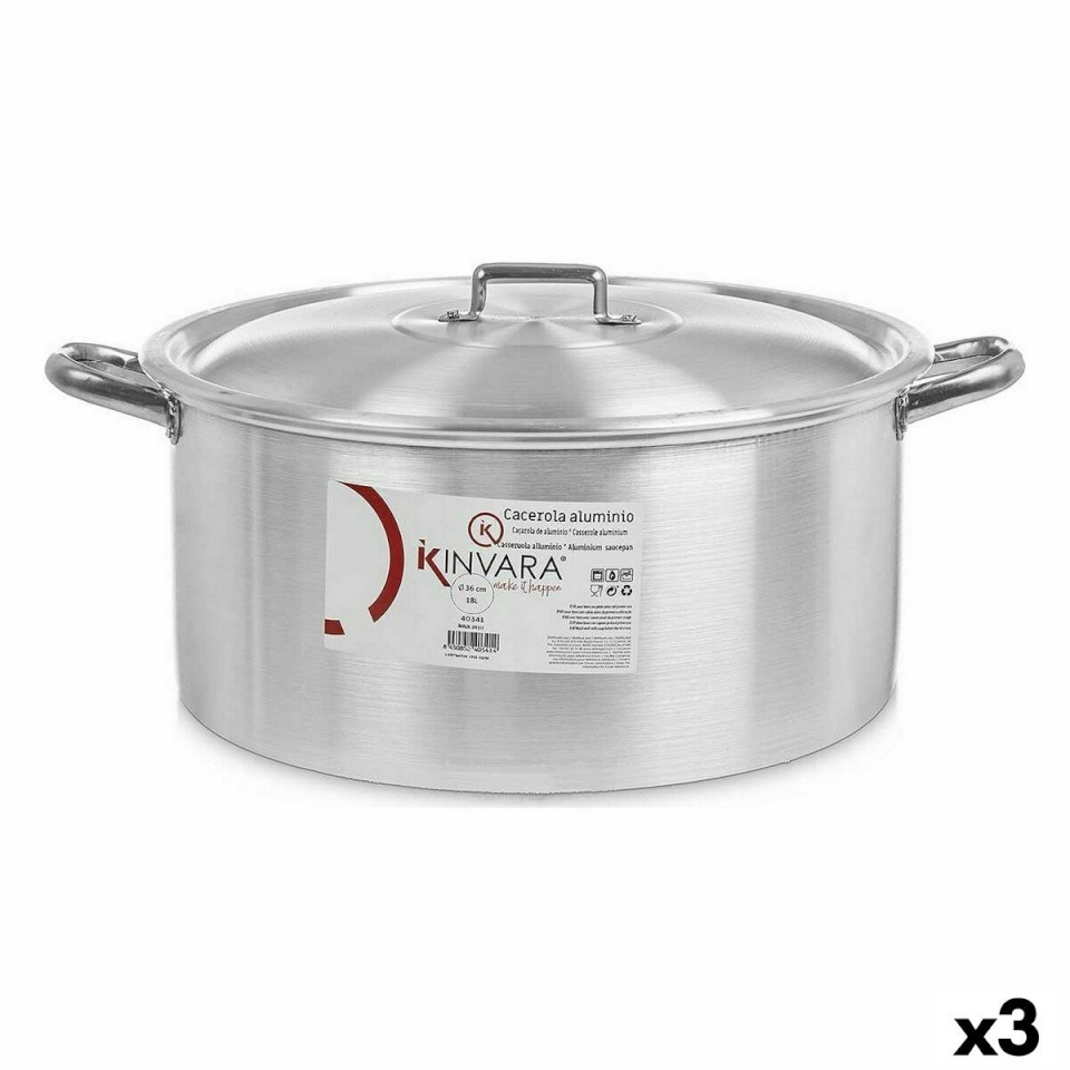 Kinvara kastrul kaanega Hõbedane alumiinium 18 L 3 Ühikut
