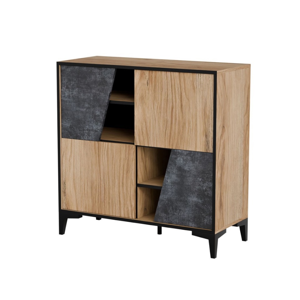 Cama Meble riiul 4D Bookcase OVO 90x38xH90 oak/concrete