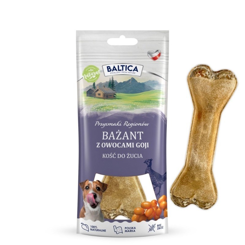 Baltica maius koerale Przysmaki Regionów Chewing Bone Pheasant with Goji Berries, 1tk