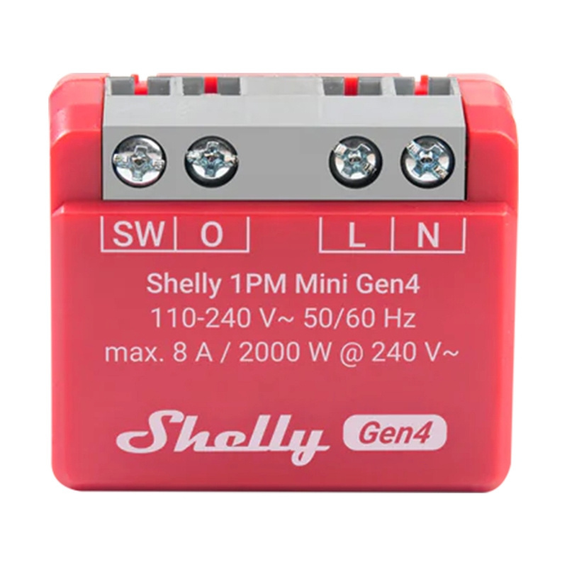 Shelly nutikodu moodul 1PM Mini Gen4 Controller Zigbee/Matter, punane
