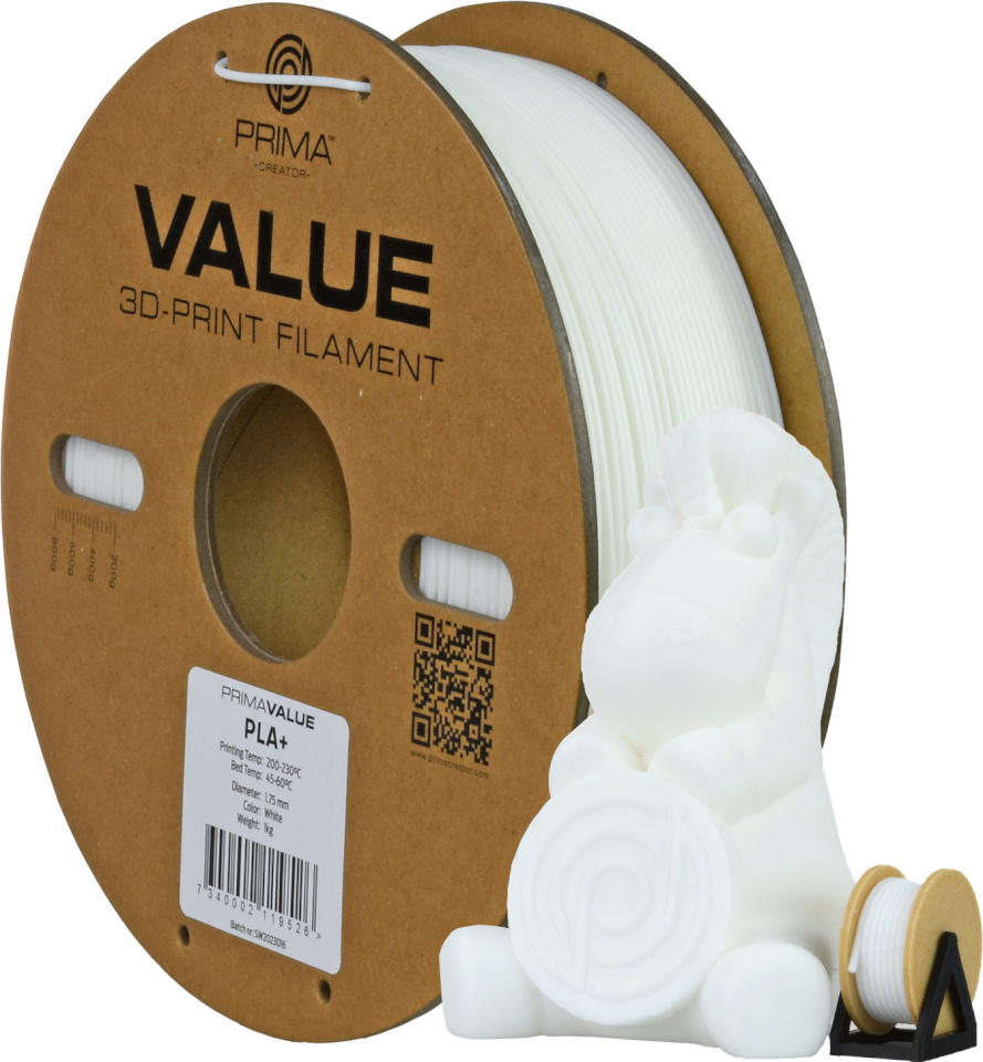 PrimaValue PLA+ 3D printeri niit, 1,75 mm, valge