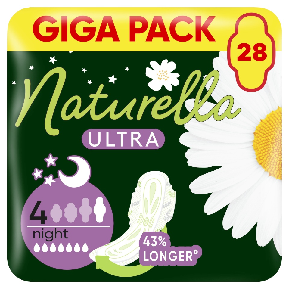Naturella Ultra Night Size 4 Tiibadega Hügieenisidemed, 28 tk