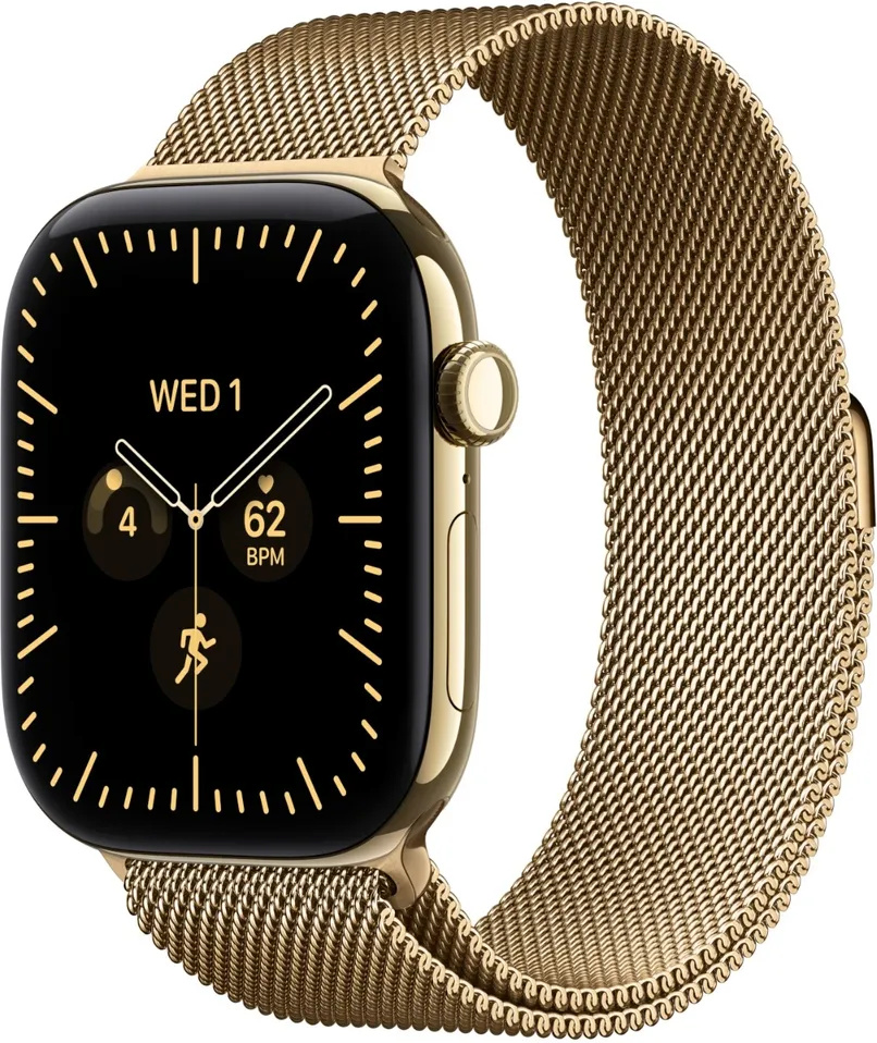 Apple Watch Series 12 46mm GPS + Cellular, M/L, Radiant Gold Titanium Case, Radiant Gold Milanese Loop, kuldne
