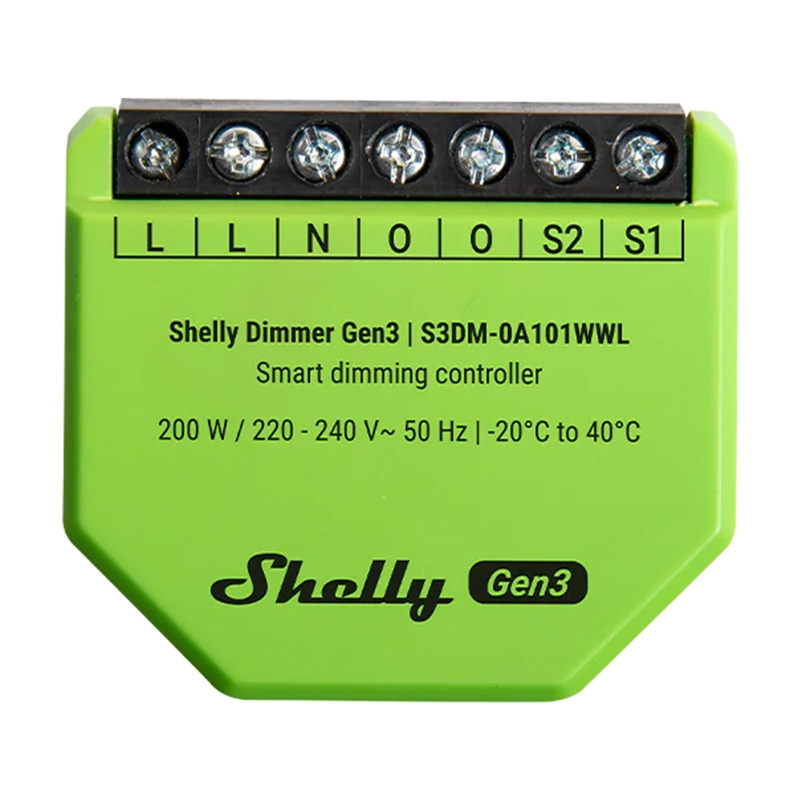Shelly nutikodu moodul Dimmer Gen3 WiFi Light Controller, roheline