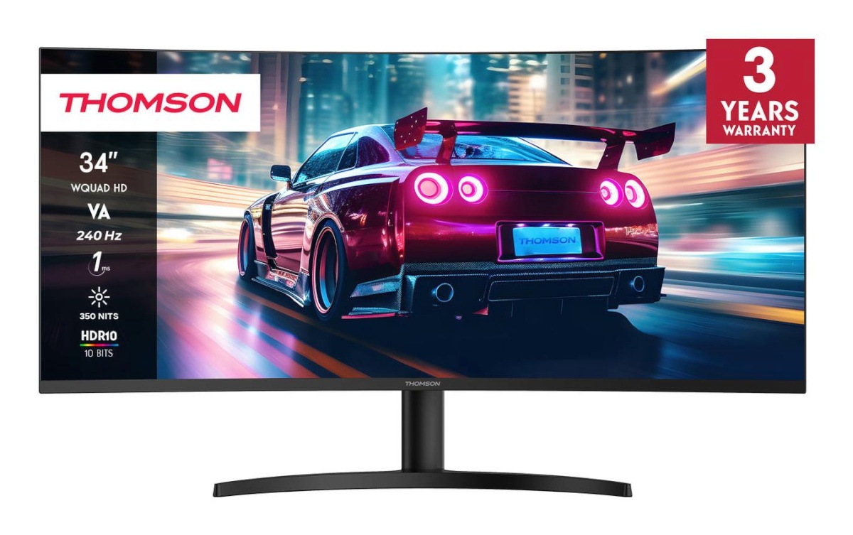 Thomson monitor thomson 34 " 3440 X 1440 Pixels ultrawide Quad Hd curved m34qg7y14c