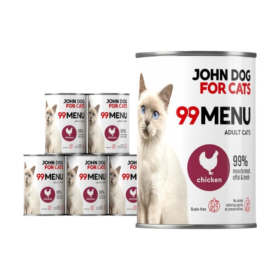 John Dog kassitoit 99 Menu Chicken - Wet Cat Food- 6x400g