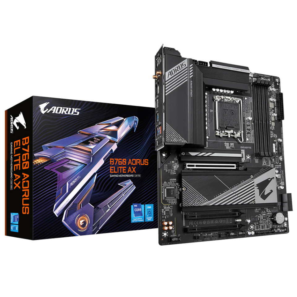 Gigabyte emaplaat B760 AORUS ELITE AX, Intel, LGA1700, DDR5, ATX