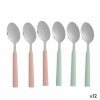 Kinvara lusikate komplekt magustoit roheline roosa Hõbedane Roostevaba teras Plastmass 15,7cm (12tk)