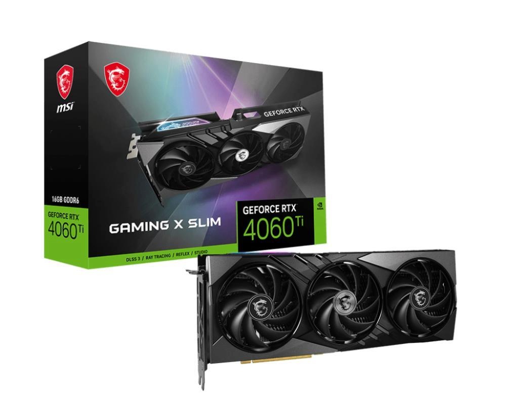 MSI videokaart GeForce RTX 4060 Ti GAMING X SLIM 16G (DLSS 3, 3x DisplayPort, 1x HDMI)