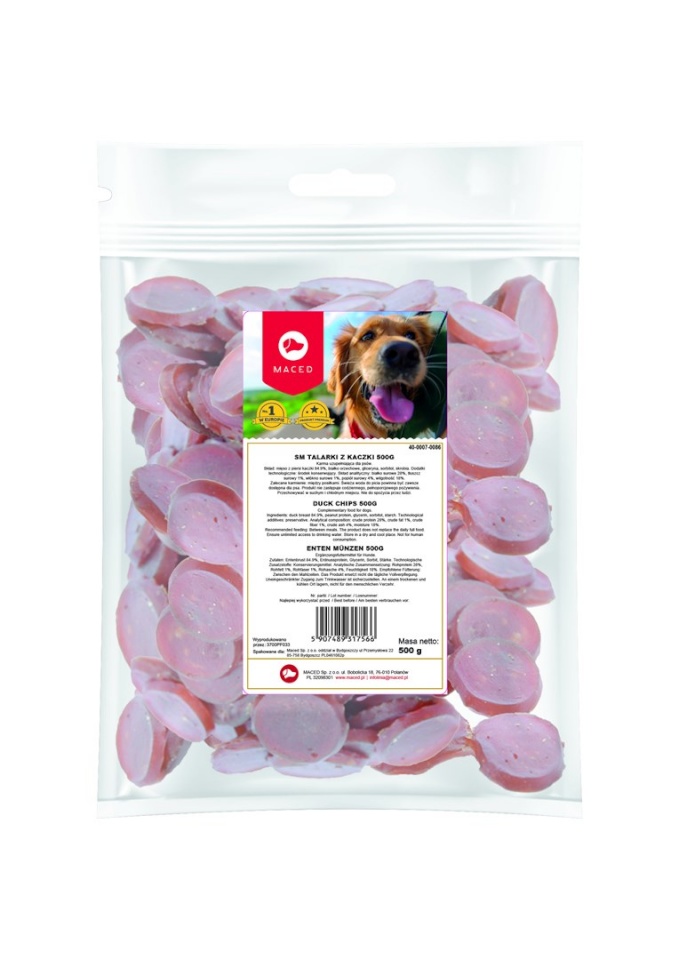 Maced maius koerale Duck chips - Dog treat - 500g