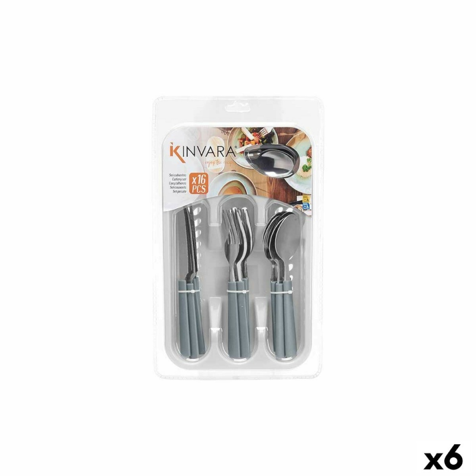 Kinvara söögiriistade komplekt hall Hõbedane Roostevaba teras Plastmass (6tk)