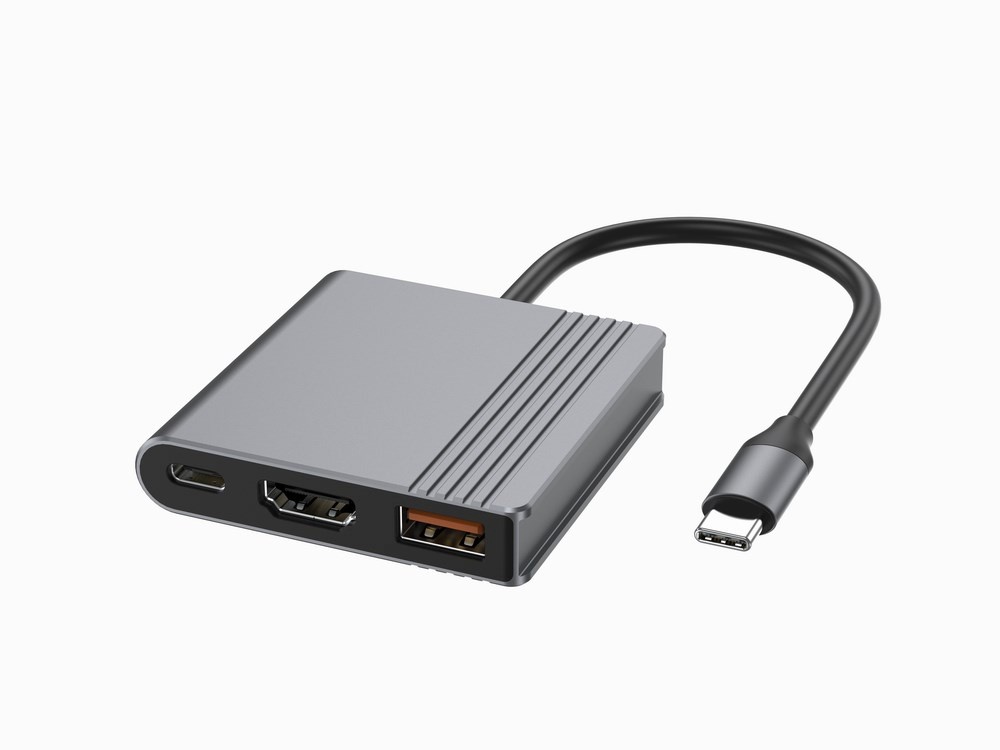 GEMBIRD A-CM-COMBO3-05 USB-C 3-in-1 multi-port adapter (USB port + HDMI + USB-C video), kosmosehall