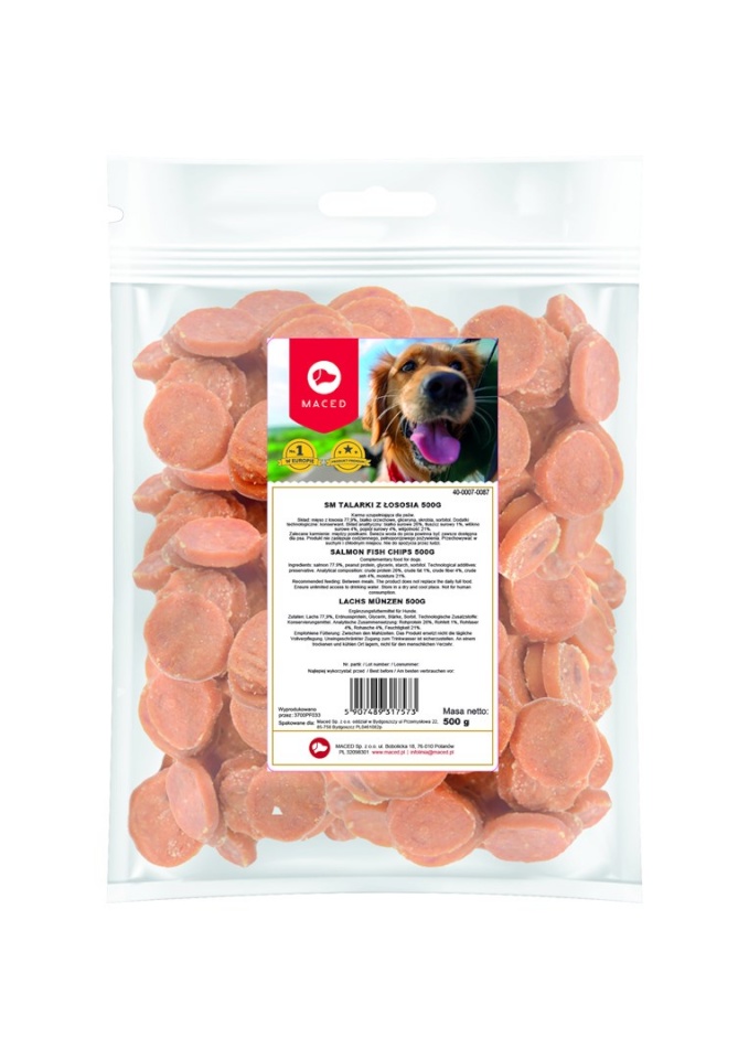 Maced maius koerale Salmon chips - Dog treat - 500g