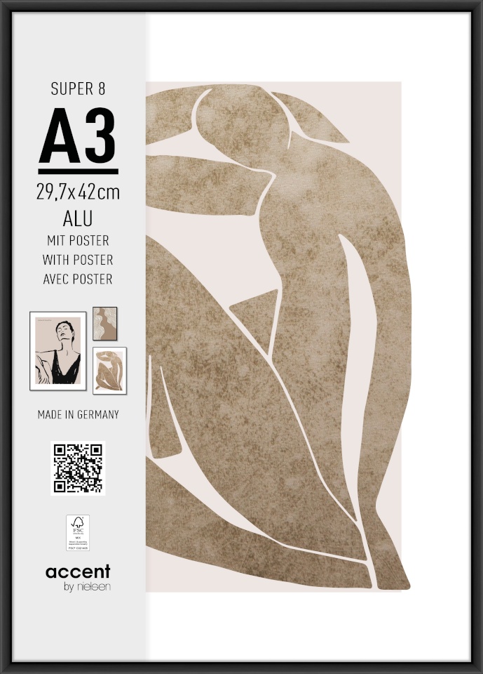 Nielsen Design pildiraam Nielsen Photo Frame Metal 5424126 Super 8 must 29.7x42 cm
