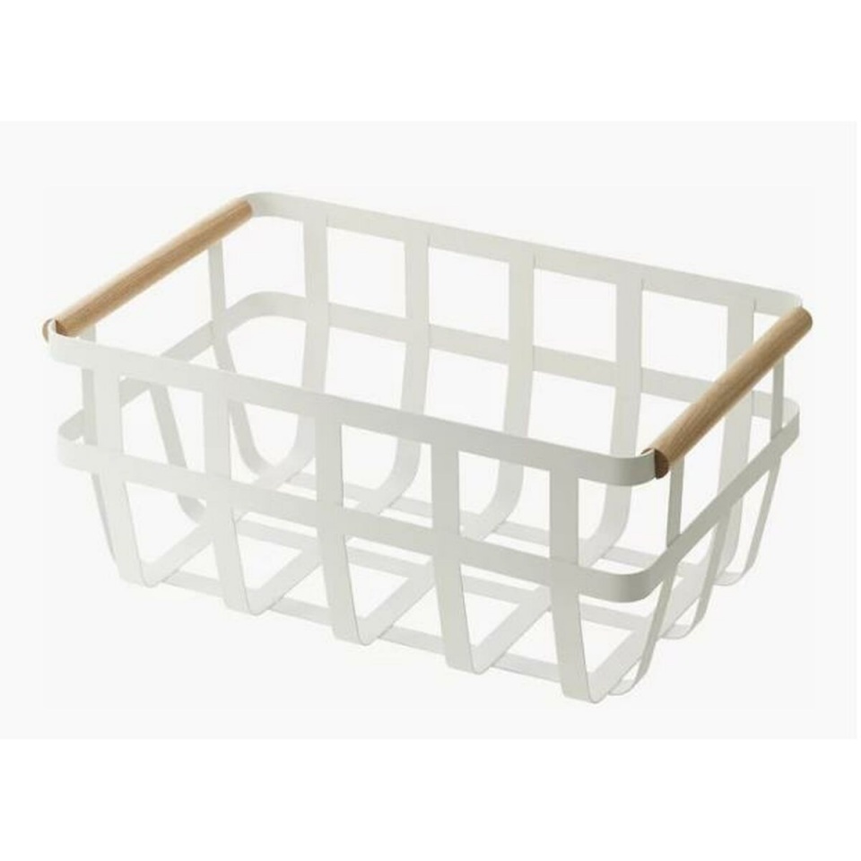 DKD Home Decor Universaalne korv 36x22x15,5cm naturaalne Metall valge Mänd