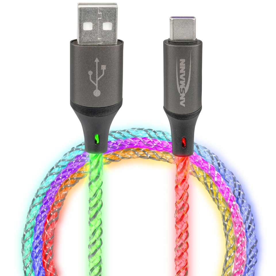 Ansmann laadimiskaabel USB-A / USB-C cable with LED Lighting 100cm 1700-0158