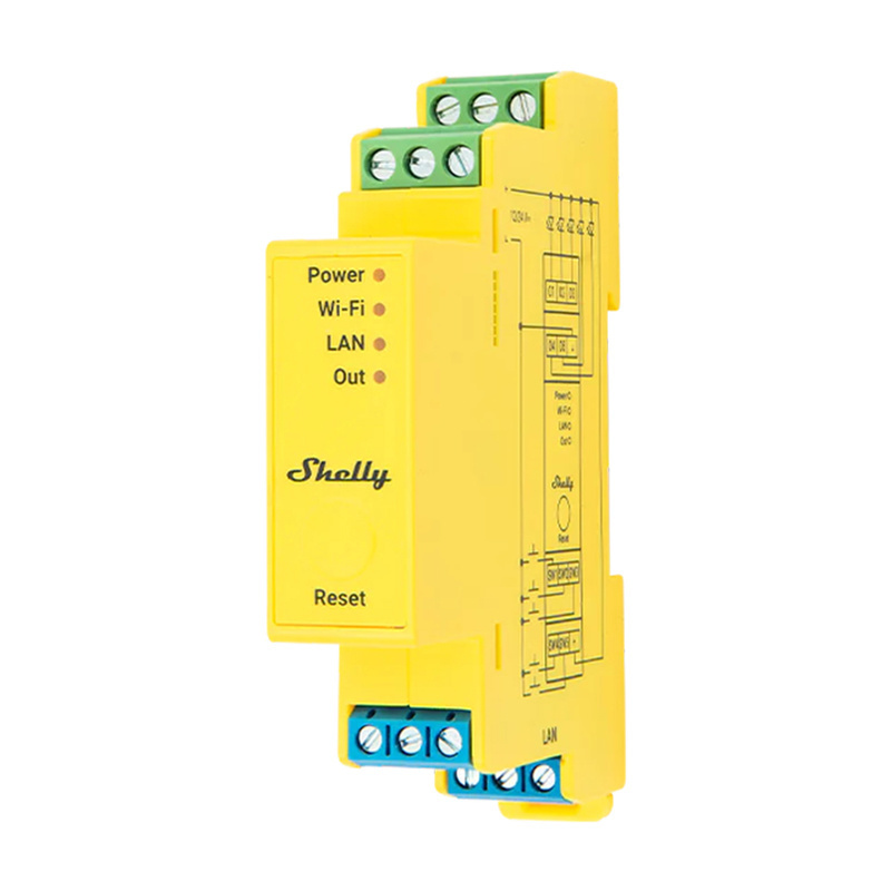 Shelly nutikodu moodul RGBWW Pro WiFi 5-Channel DIN Rail Lighting Controller, kollane