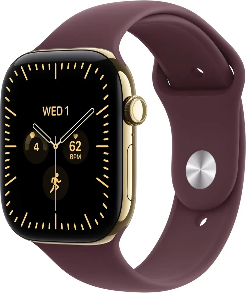 Apple Watch Series 12 46mm GPS + Cellular, M/L, Radiant Gold Titanium Case, Burgundy Sport Band, kuldne/tumepunane