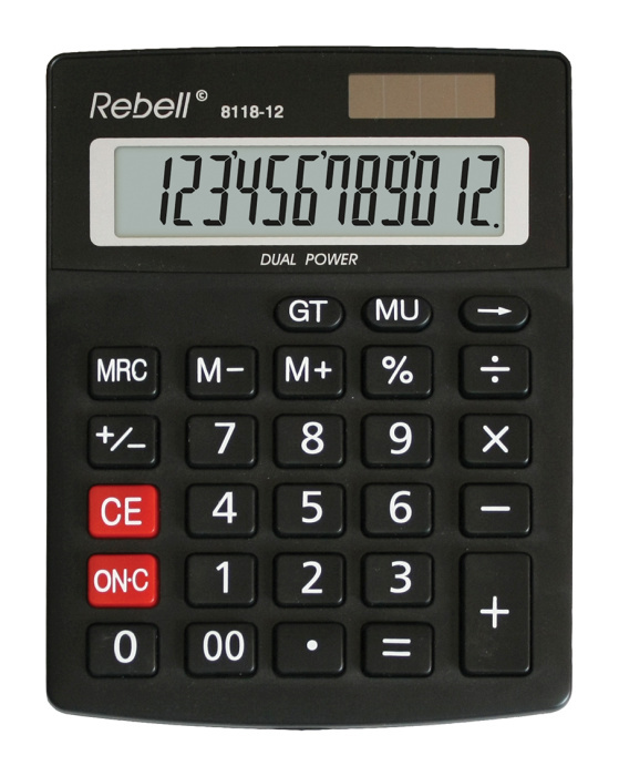 Rebell kalkulaator 8118-12 Semi-Desktop, must