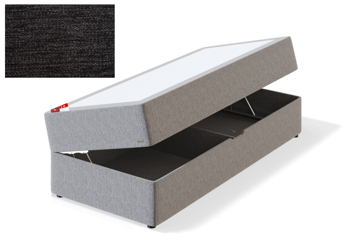 Sleepwell kušett panipaigaga RED POCKET STORAGE,  90x200x53cm, VERANO tumehall, pehme