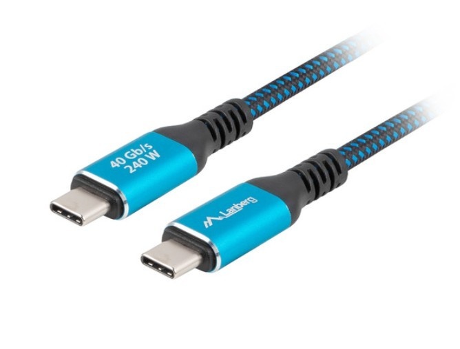 Lanberg kaabel Cable USB-C M / M USB4 1M 240W 8K 60HZ must-sinine