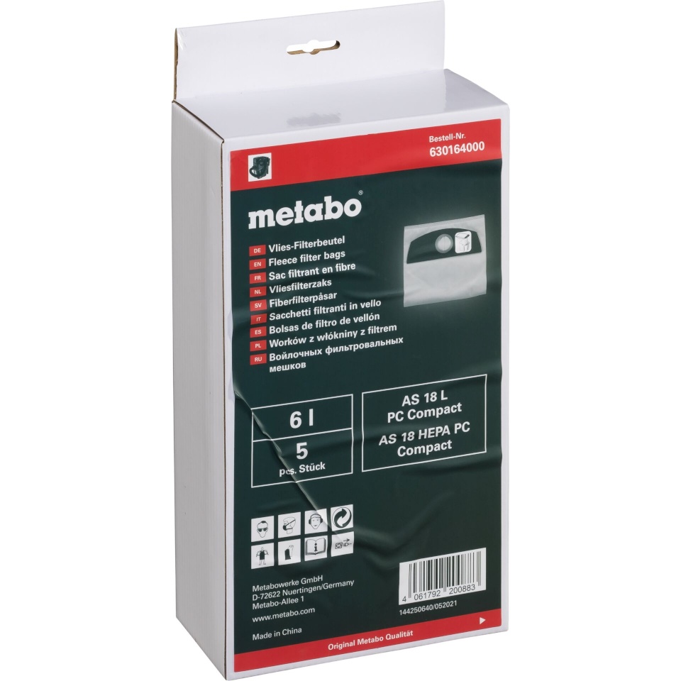 Metabo tolmukotid tolmuimejale AS 18 L PC C, 6L - 5tk