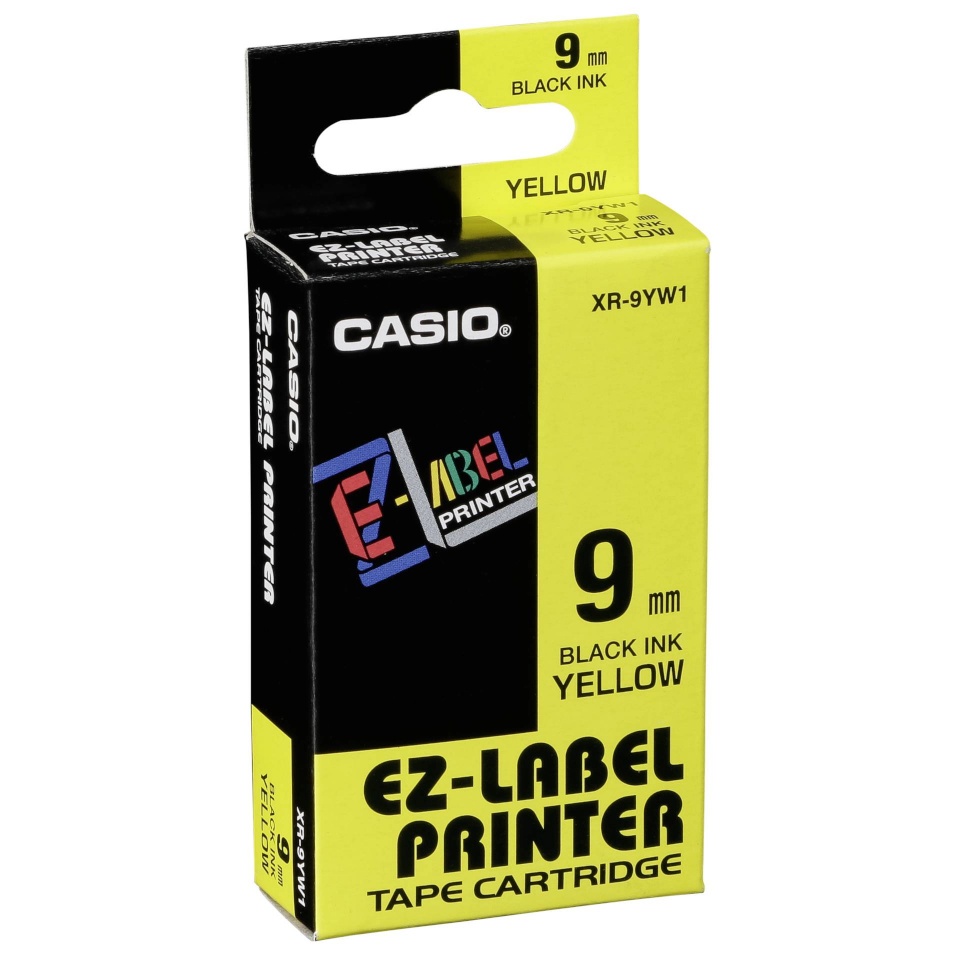 Casio etiketiprinteri etiketid XR-9 YW 9 mm must on kollane