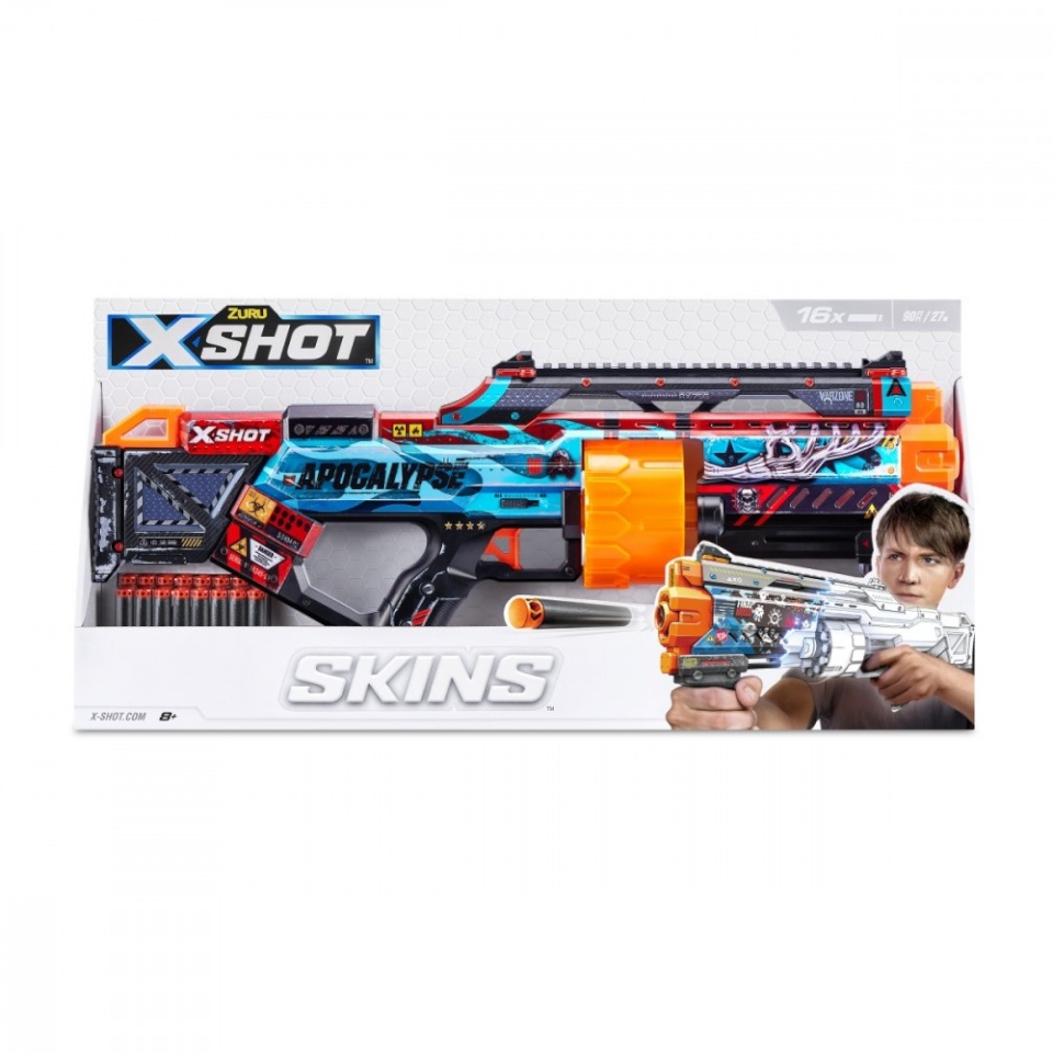 X-Shot INT-S003--SKINS-LA ST STAND (16 Darts) Col