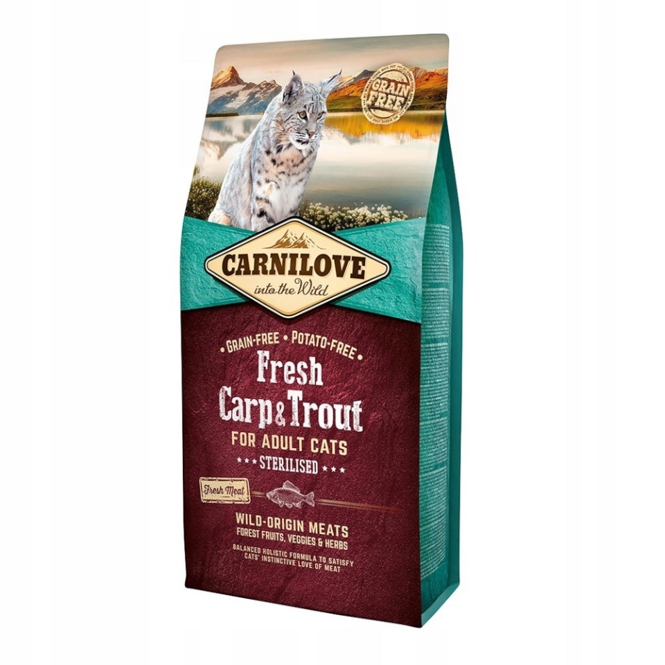 Carnilove kuivtoit kassile Cat Sterilised Fresh Carp and Trout, 6kg
