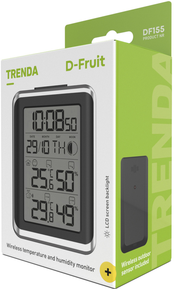 D-Fruit juhtmevaba digitaalne ilmajaam DF155 Trenda, must