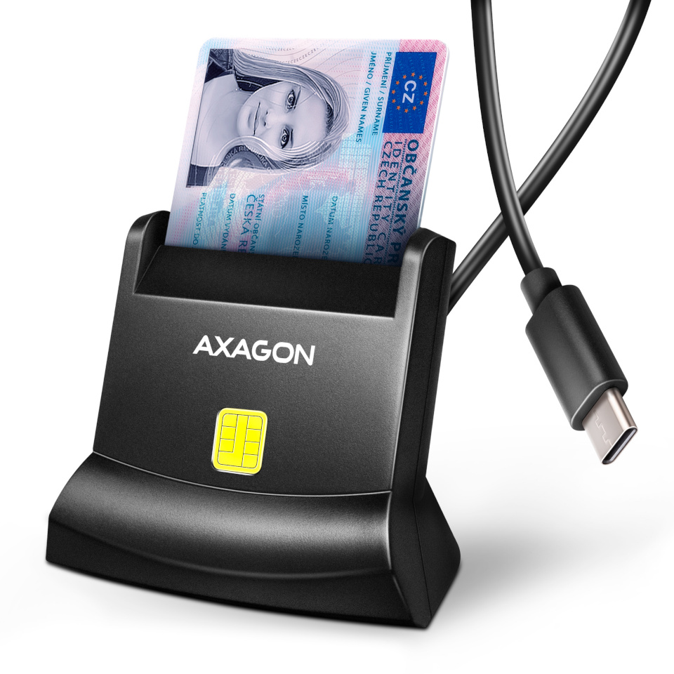 AXAGON mälukaardilugeja CRE-SM4NC USB-C ID kaardilugeja Smart Card StandReader