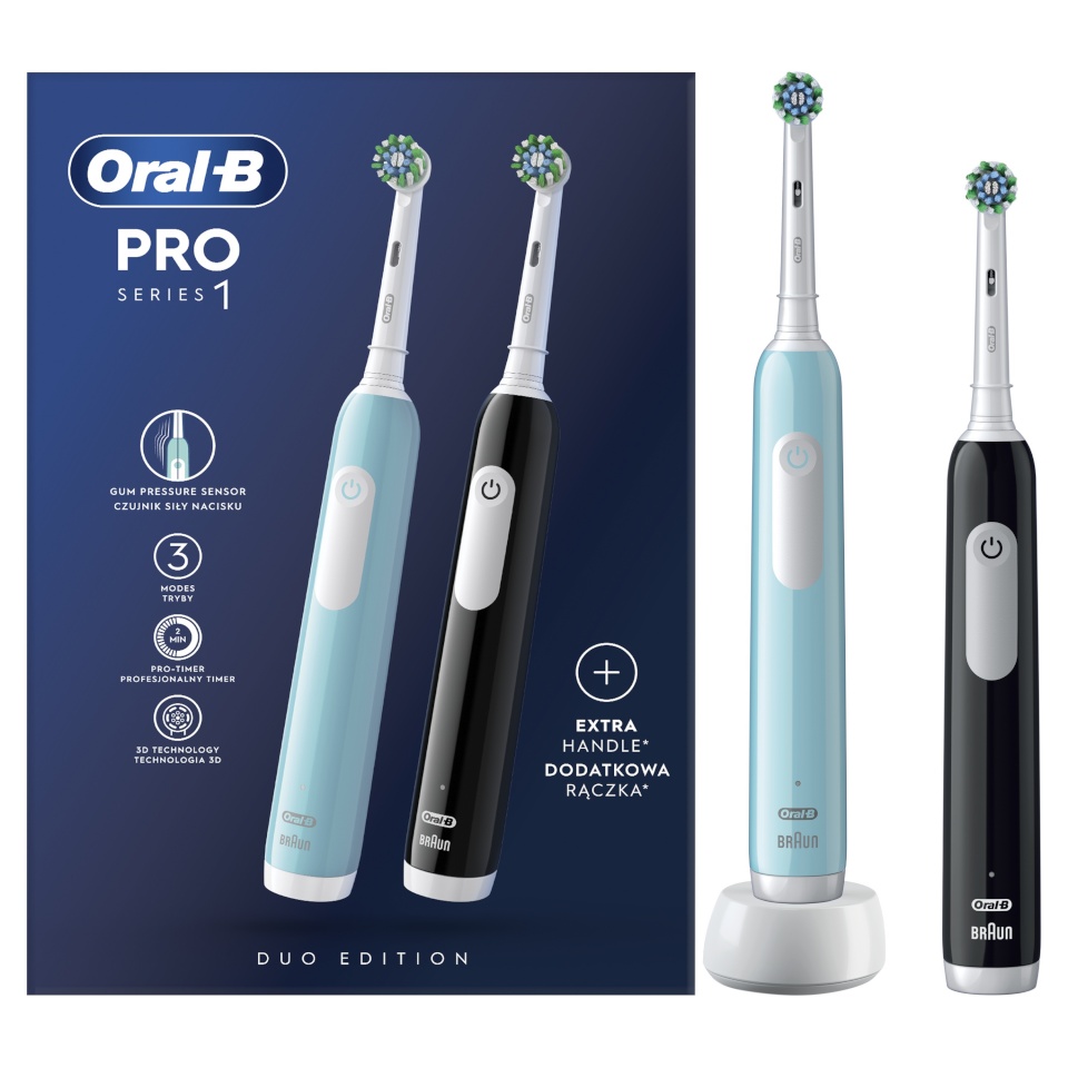 Braun elektriline hambahari Oral-B Pro Series 1 Duo Pack, must/helesinine