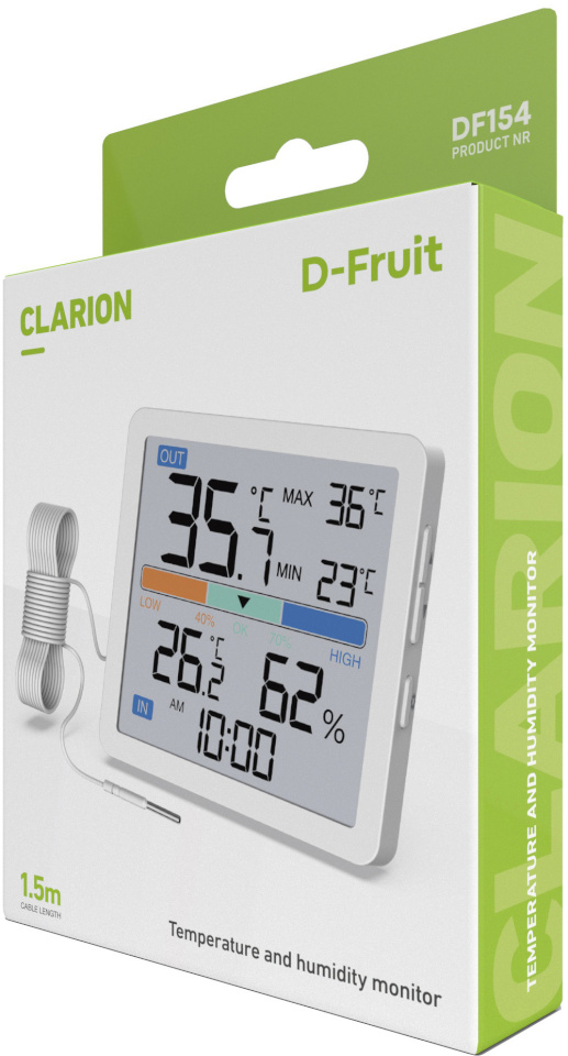 D-Fruit digitaalne ilmajaam juhtmega DF154 Clarion, valge