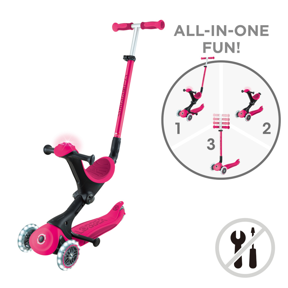 Globber tõukeratas Go Up Deluxe Lights, fuksia, 748-610
