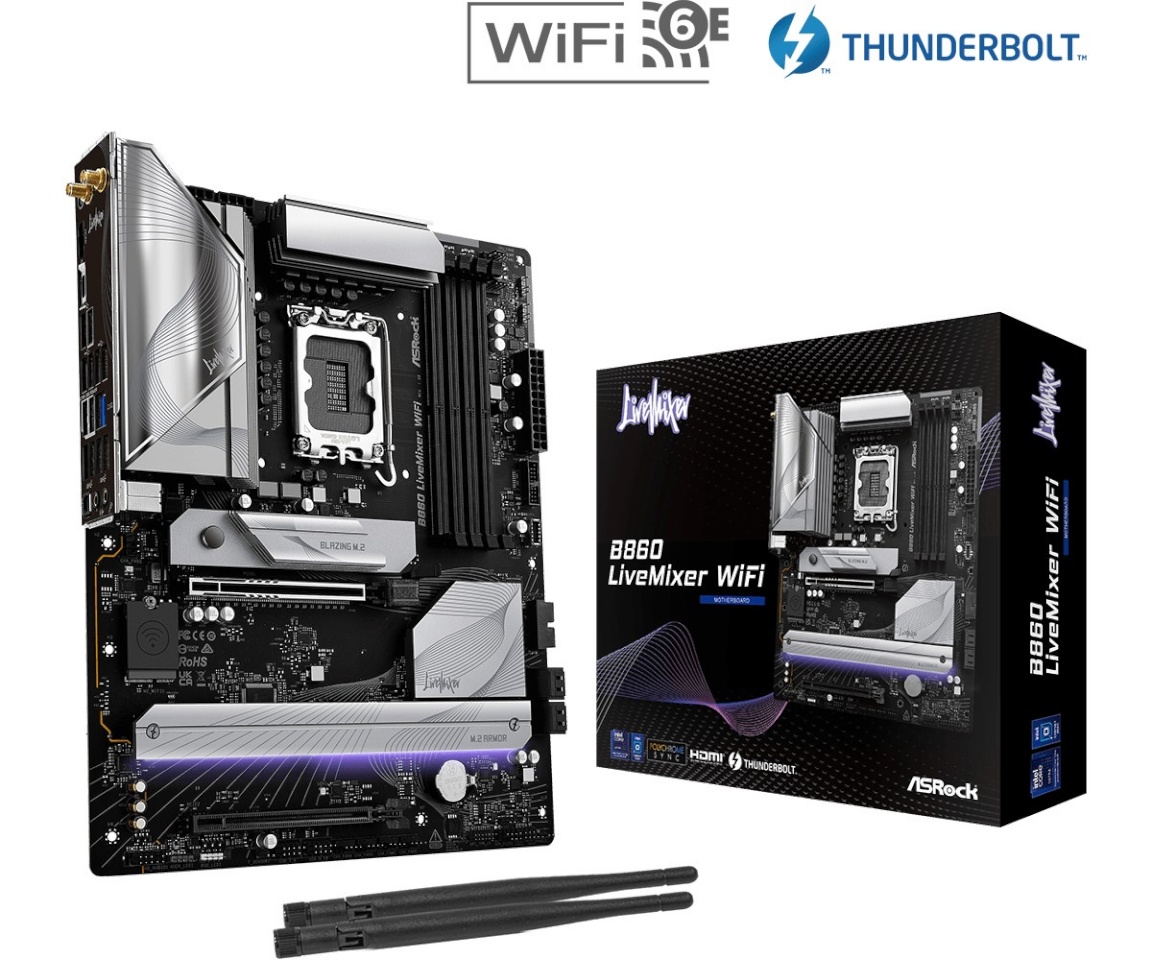 ASRock emaplaat B860 LIVEMIXER WIFI, LGA18 51 DDR5, ATX