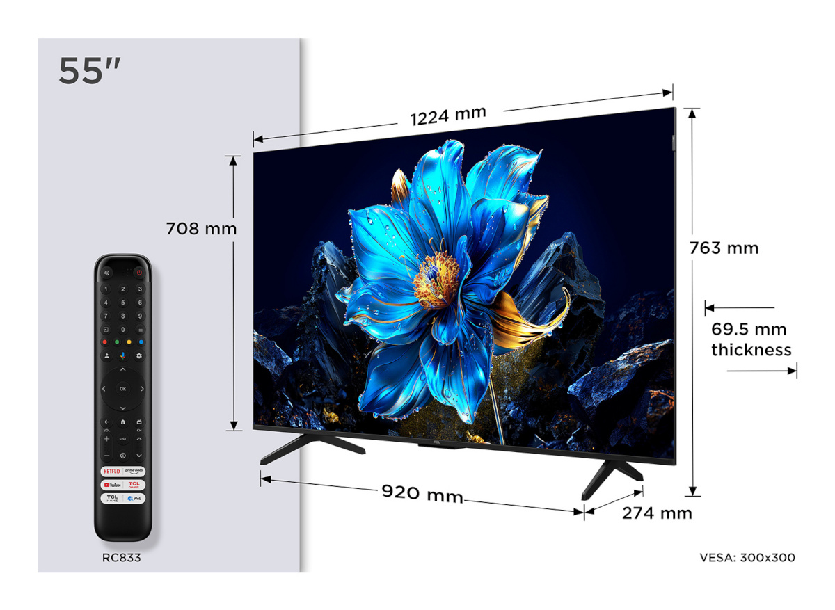 TCL televiisor P7K 55P7K TV 139.7 cm (55") 4K Ultra HD Smart TV Wi-Fi Metallic 450 cd/m²