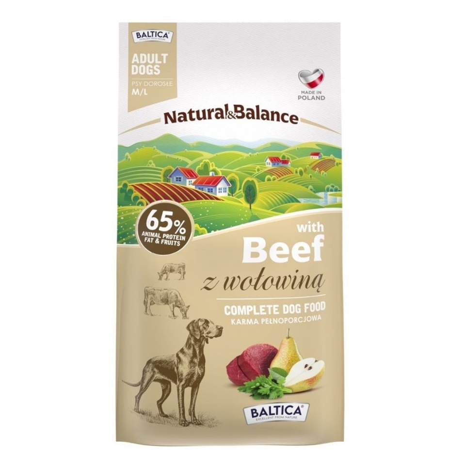 Baltica kuivtoit koerale Natural & Balance Beef M/L, 3kg