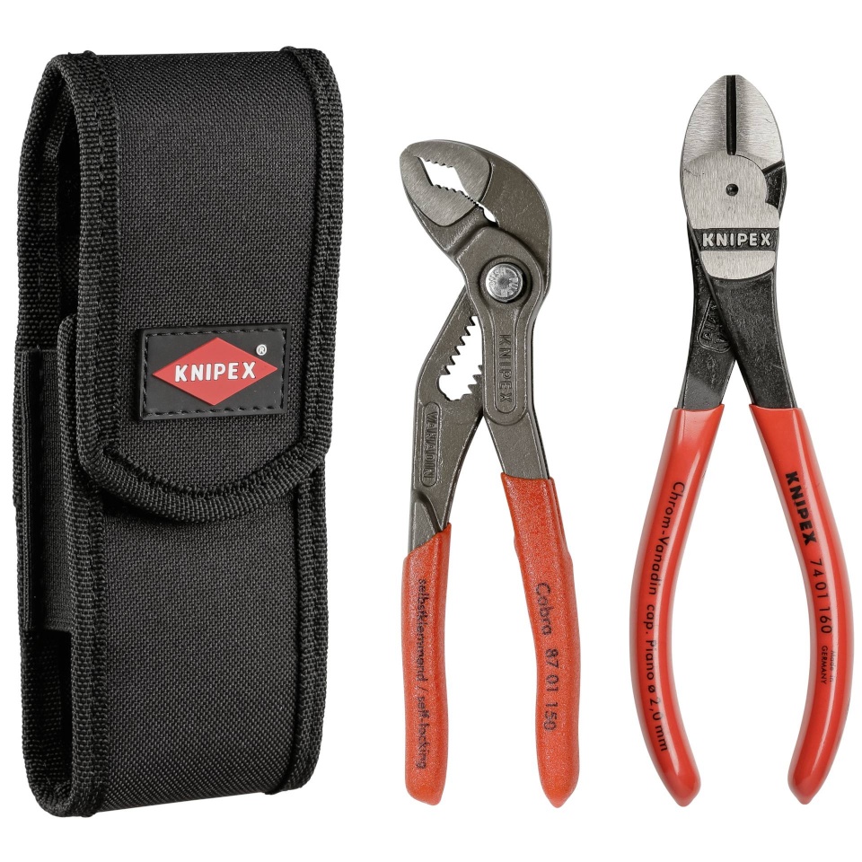Knipex tangid Mini Pliers set in belt tool pouch