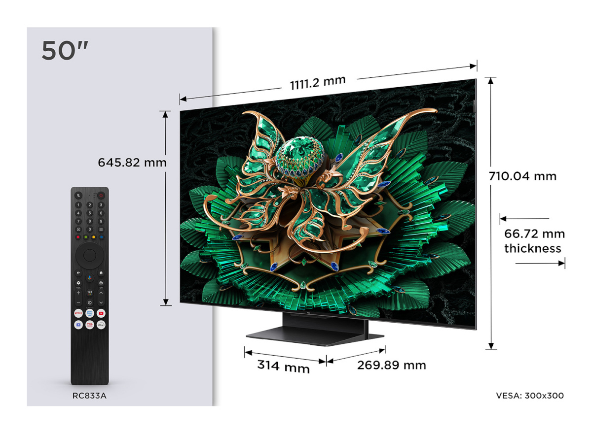 TCL-televiisor 50" C7K – 4K QD Mini-LED Google TV