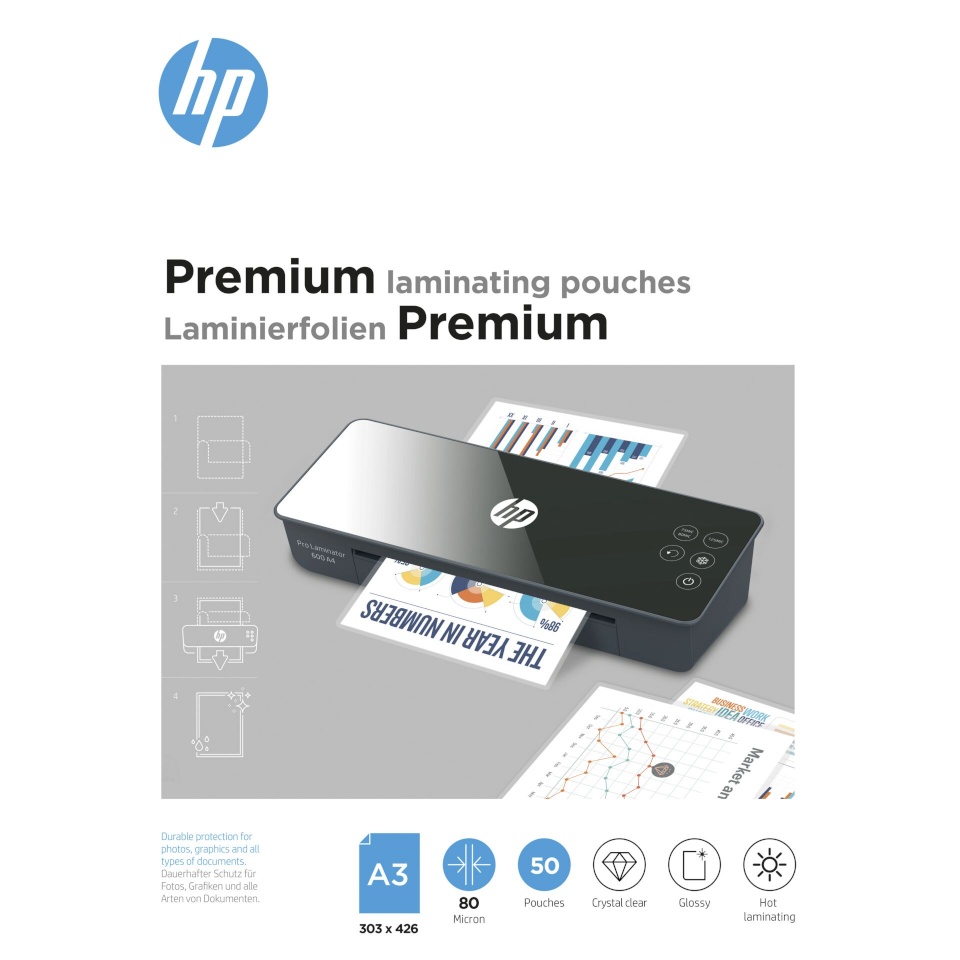 HP lamineerimiskile Premium Laminating Pouch A3 80 Micron