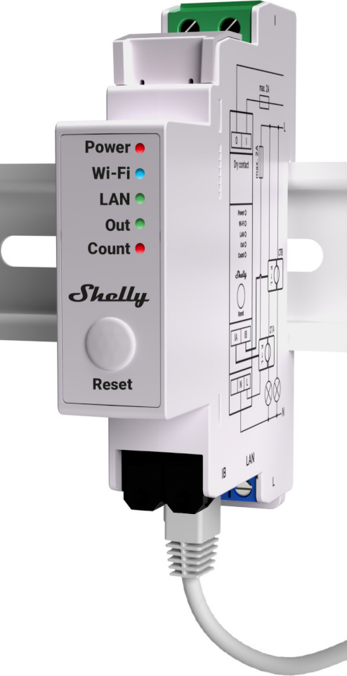 Shelly siini energiaarvesti Pro EM-50 DIN Rail Energy Meter, 50 A, valge