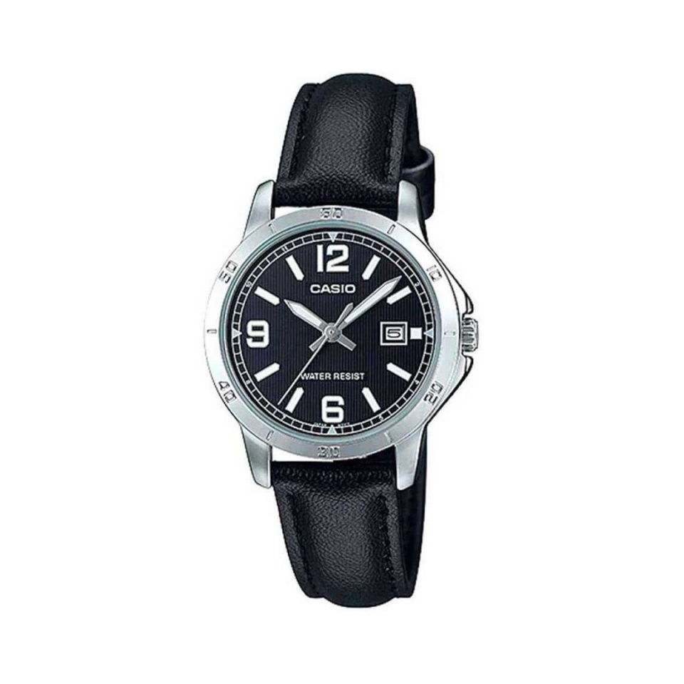 Casio naiste kell LADY DATE, LEATHER - BLACK (Ø 35mm)